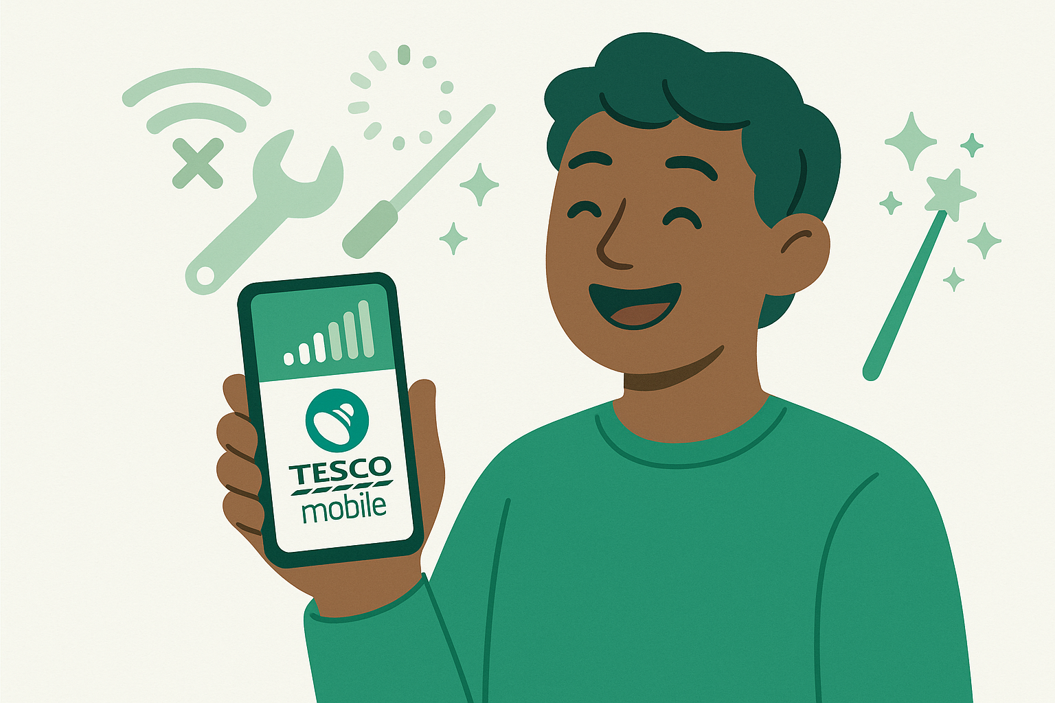 Tesco Mobile troubleshooting illustration